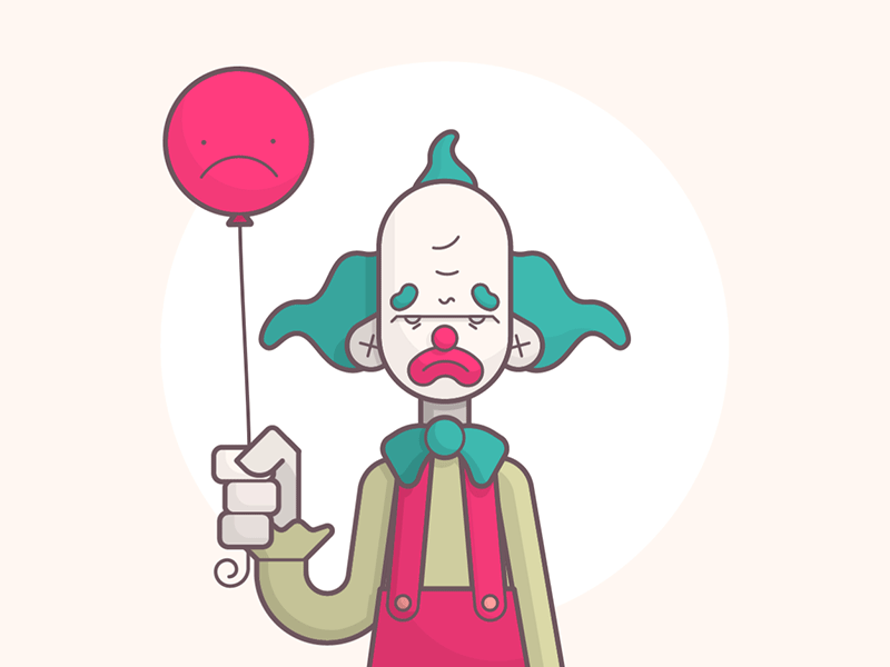 Mondays. animation baloon clown grumpy illustration line art