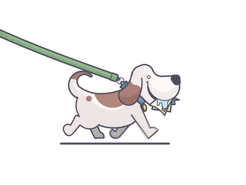 Trot Trot Trot animation dog doggo illustration leash line art loop mail puppy