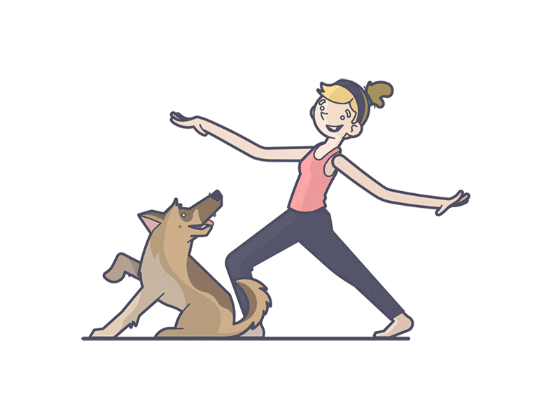 Yoga Pup animation cartoon dog doggo illustration line art puppy smile yoga