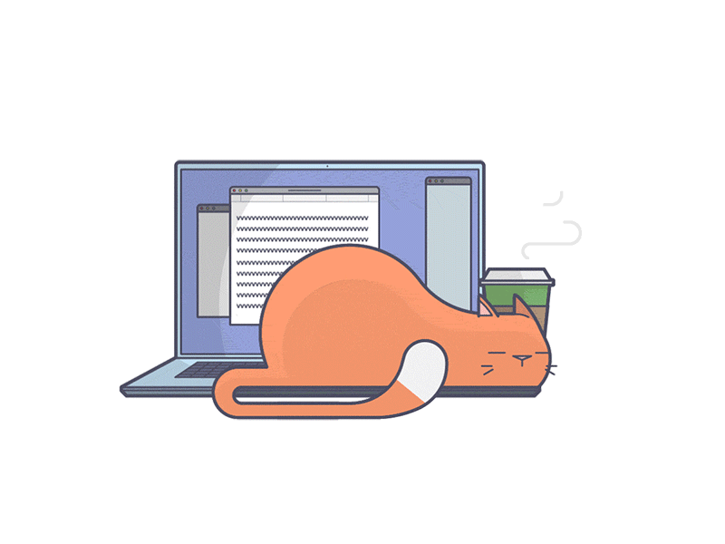 I can haz naps? animation cartoon cat coffee illustration kitty laptop line art nap
