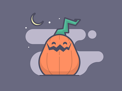 Spoooooooky halloween happy illustration line art moon pumpkin smile