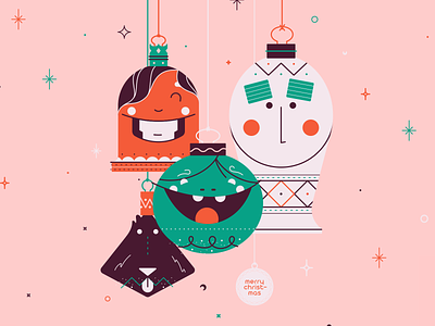 Happy Holidays! christmas christmas card dog happy happy holiday illustration line art ornament smile