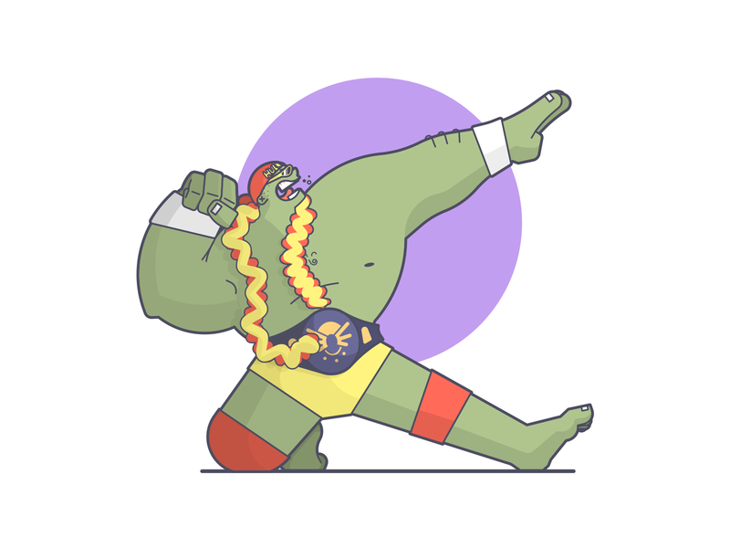 Hulkamania! cartoon hulk hulk hogan hulkamania illustration line art mashup slaptastick wrestling