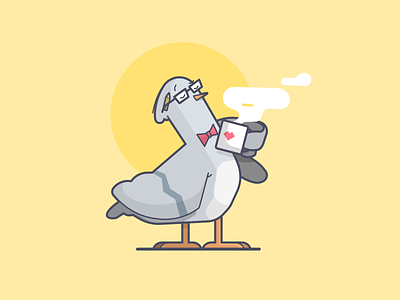 Hip Pigeon bird cartoon coffee hipster illustration line art pigeon