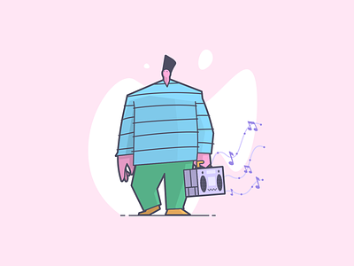 Boomboxin' boombox colors illustration line art music