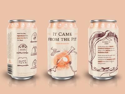 It Came from the Pit beer can branding design illustration label design peaches product design