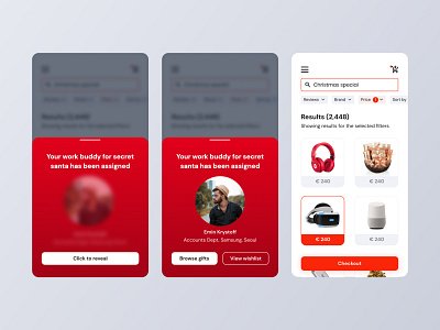 Secret Santa Application Concept application celebration christmas colours design system ecommerce figma gift portal holiday season interaction design interface minimal new year sketch transaction ui design uiux ux design