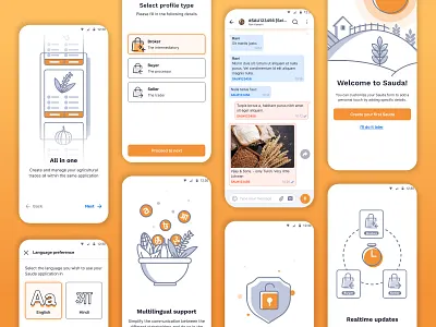 Sauda | One stop solution for all agricultural trades agriculture android application dashboard ecommerce ftue interface ios login nux onboarding payment signup ui ux