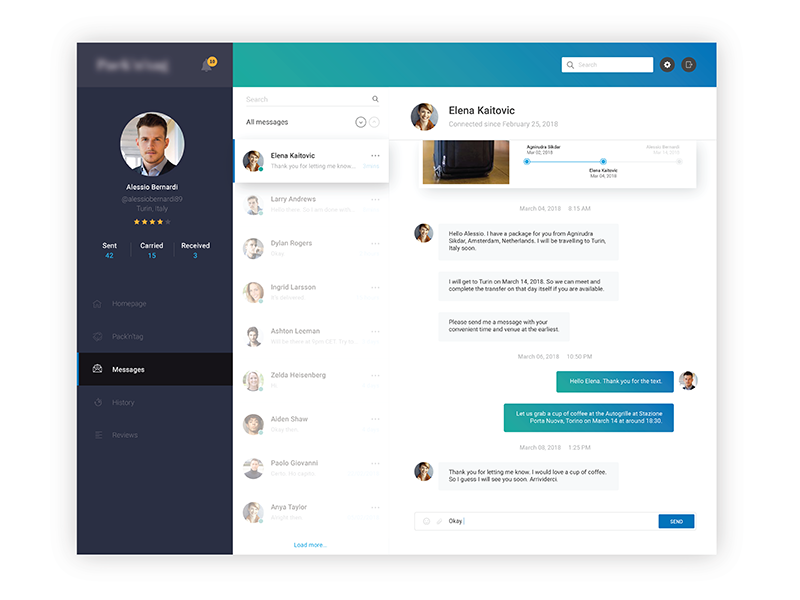 Courier Dashboard Chat Interface by RaspBerry Design on Dribbble