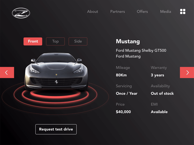 Sports Car Dealer | Website Design animation application automobiles design homepage interaction design interface microinteraction sports car transition ui ux vehicle design website