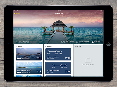 Expedia for iPad app expedia flights hotels ios ipad travel trip ui