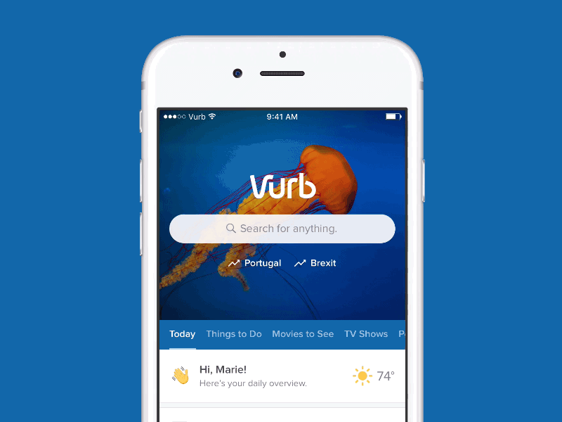 Vurb Home Screen – Splashes of Color colors home ios iphone mobile screen ui visual vurb