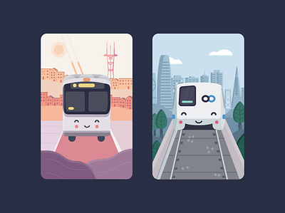 Transit Card Stickers bay area bus card illustration landscape san francisco sticker stickers train transit