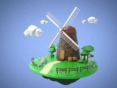 Windmill 3d artwork c4d cinema4d illustration windmill