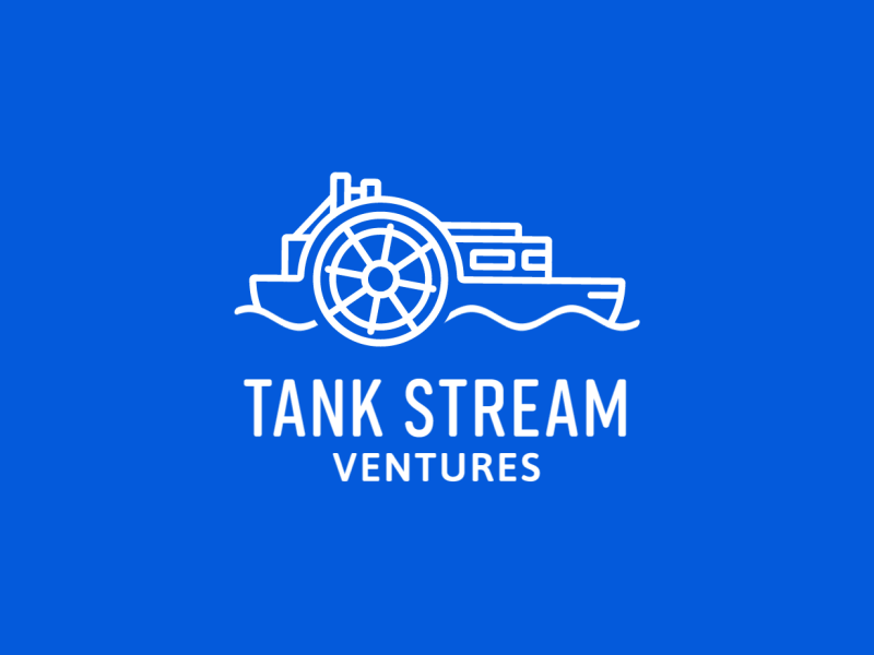 Tank Stream Ventures Logo animation blue boat lineart logo logomark paddle rebrand stream vc water waves
