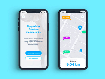 Paywall & Map for a pets app brand concept dailyuichallenge design graphic ui