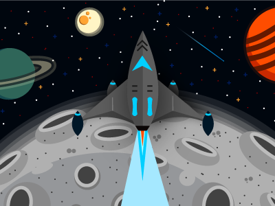 Rocket Ship illustration planets rocketship space universe web design