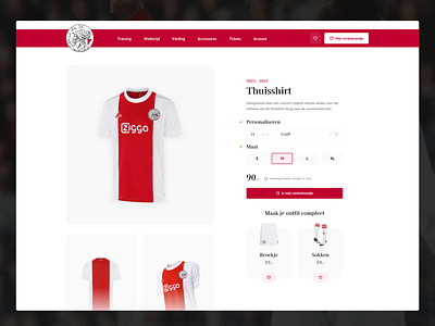 Ajax Amsterdam - Home Kit 2021/2022 ajax amsterdam clean design e-commerce football jersey kit red sketch soccer ui ux webshop white