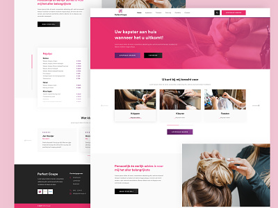 Perfect Coupe beauty buttons clean color design font footer hair hairsalon header minimal pink purple redesign sketch typography ui ux webdesign website