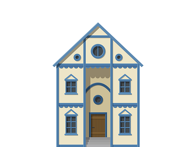 Art Gallery building flat game illustration middle ages