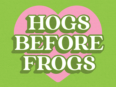 Hogs Before Frogs green heart illustration muppets pink true crime and cocktails typography