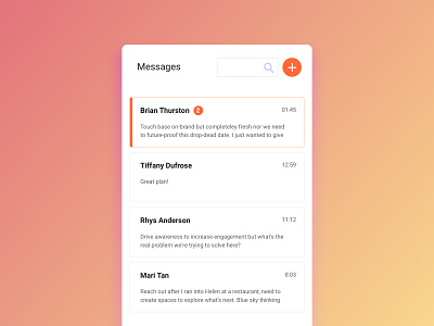 100 Days of UI — Day 13 — Direct Messaging 100 days of ui app daily 100 challenge dailyui013 directmessaging gradient typography ui