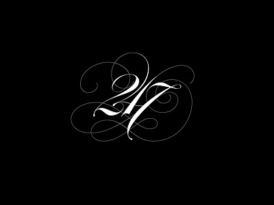 24/7 brand calligraphy identity lettering logo numbers script typography