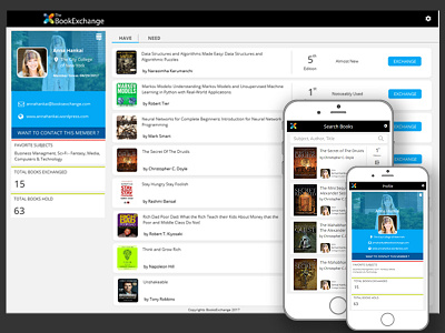 Book Exchange design mockup ui ux wireframe