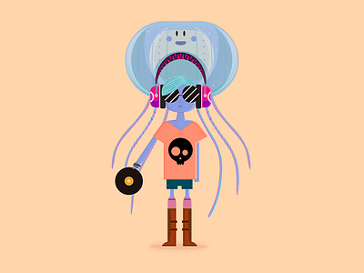 Character concept. DJ Jellyfish character color concept design dj female illustration jellyfish