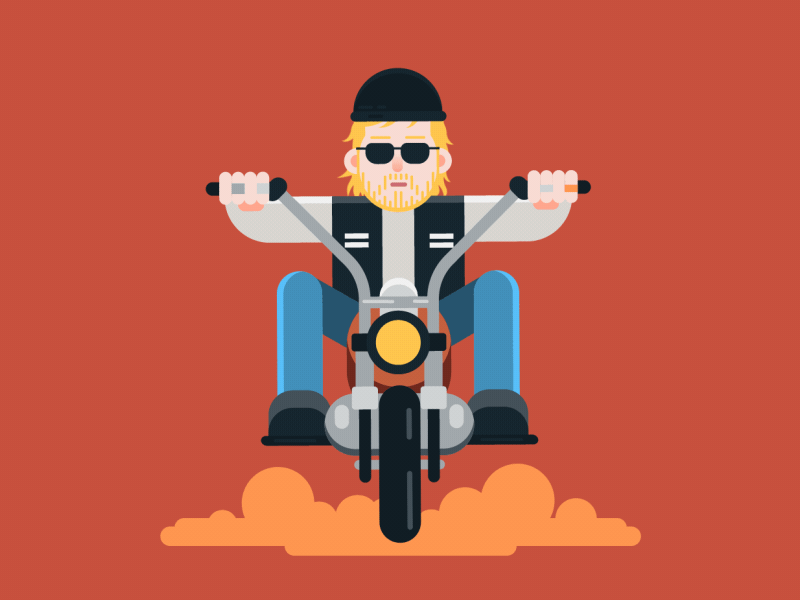 Sons of Flat Design animation animation 2d character design flat flat design illustration motion design motorbike smoke sons of anarchy