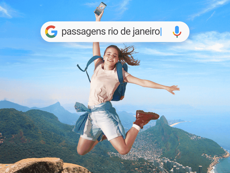 Flying Tourist animation composite composition google search bar