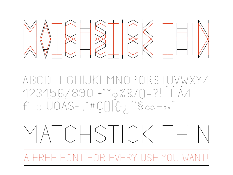 Matchstick Thin — Free Font For You. font free free font free throw sans sans serif serif swiss typography