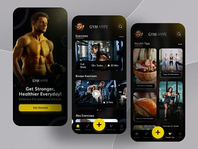 Fitness and Health app for iOS and Android app design e commerce app fitness app ui graphic design gym app web application