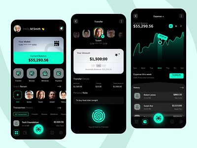 Banking wallet app for iOS and android