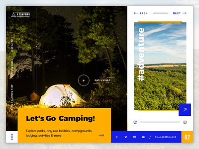 Camping Website Header - UI Exploration adventure campingwebsite clean modern outdoor ui uiux userinterface websiteheader websiteinterface websiteui