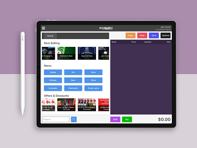 PubTub Bar POS application adobe xd app ipadpro pos ui ui design ux uxui