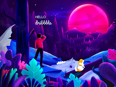 Hello dribbble art illustration