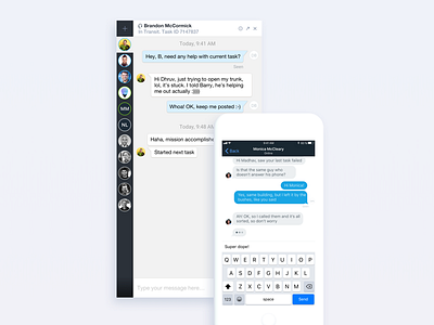 Onfleet Chat is Live chat communications delivery mobile research streamlining ui ux web