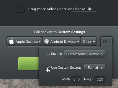 Custom Settings app conversion formats mac os miro settings ui