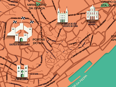 LISBON MAP icon illustration map