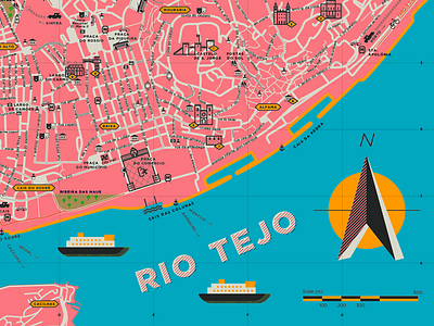 LISBON MAP icon illustration lisbon map