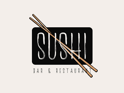 Sushi Logo Concept badge bar chopsticks design food futomaki japanese label logo logotype minimalism restaurant retro rolls seafood sushi sushibar typography unagi vintage
