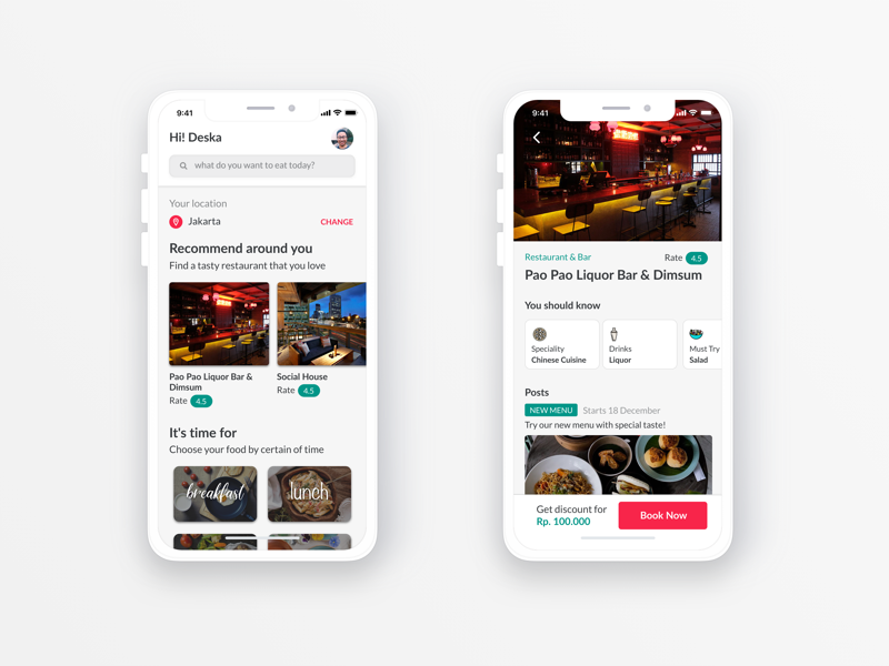 Foody iphonex restaurant food booking sketch