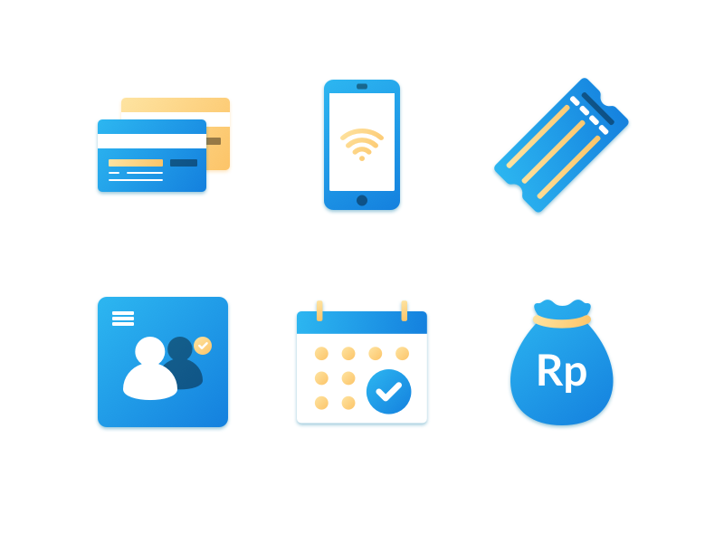 Blue & Yellow Icons blue and yellow blue bills gradient icon