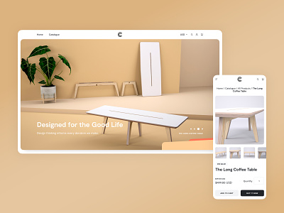 Caramba — Ecommerce Furniture Page Design clean design ecommerce eshop furniture furniture store furniture website indoor market place minimal plywood shop shopify store table ui web web design website z1