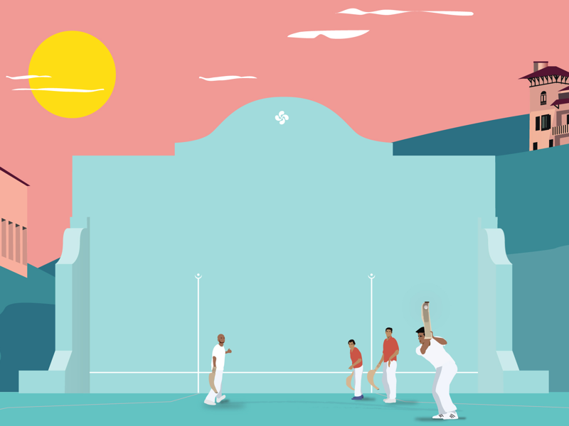 Fronton outside draw scene digital vector illustration