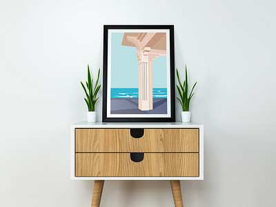 Casino surf architecture digital art illustration minimalist background