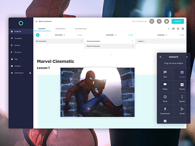 Marvel - Training courses courses dashboad design drag drop marvel navigation spider man training tree ui ux website widgets