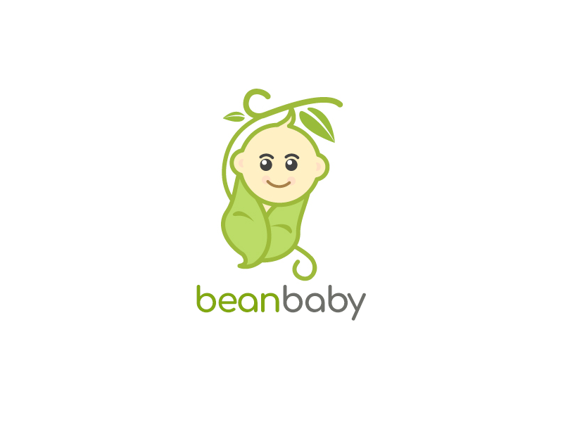 BeanBaby green logo baby logo nature logo bean logo cute logo adobe illustrator logo