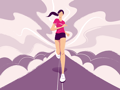 Running art girl illustration run speed sport vector